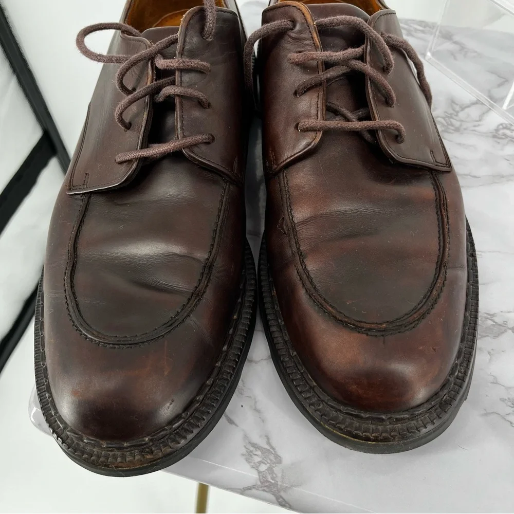 COLE HAAN COUNTRY Dark Brown Leather Lace Up Apron Toe Oxfords Size 9.5D Vintage